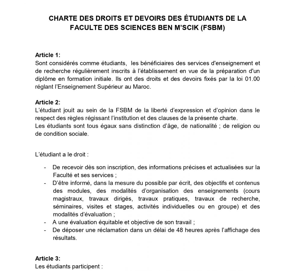 CHARTE DES DROITS ET RESPONSABILITÉS etudiants fsbm Final licence_page-0001